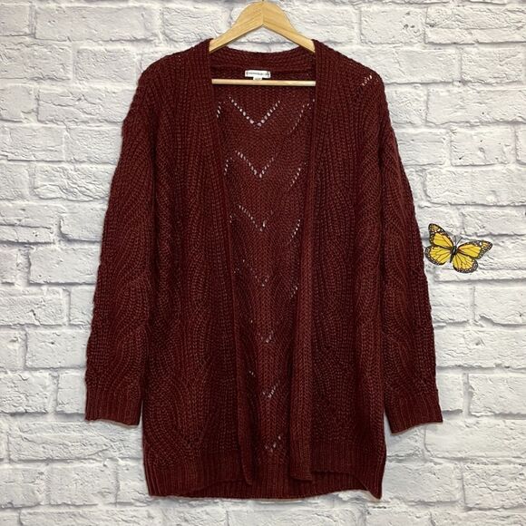 WAREHOUSE One Chunky Knit Pointelle Cardigan Size Extra Small - Picture 2 of 10